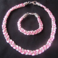 Conjunto collar y pulsera trenza fina cadena.