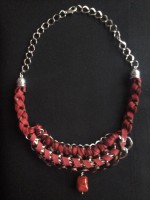 Collar doble hilo- ante granate 