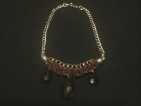 Collar largo cadena y abalorios marron