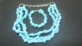 Conjunto collar y pulsera nudos trapillo turquesa