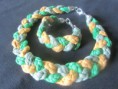 Conjunto collar y pulsera trapillo bicolor doble trenzado.